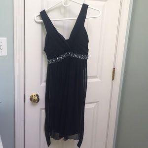Formal Navy blue dress with sparkly sash